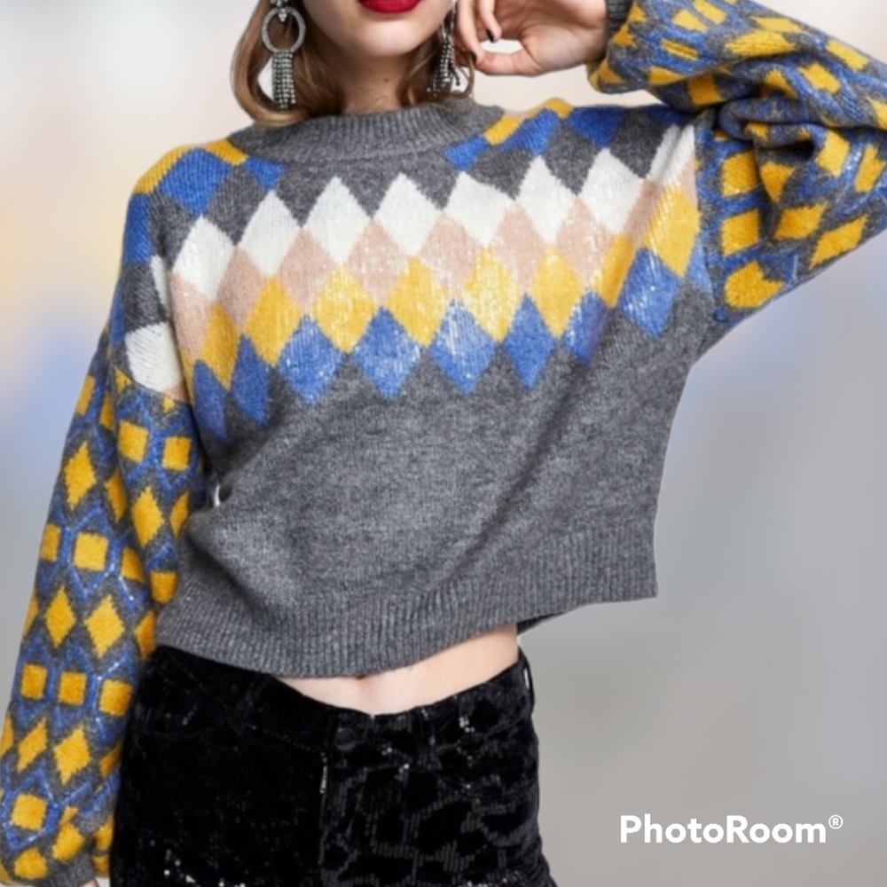 ZARA Argyle Knit Sweater